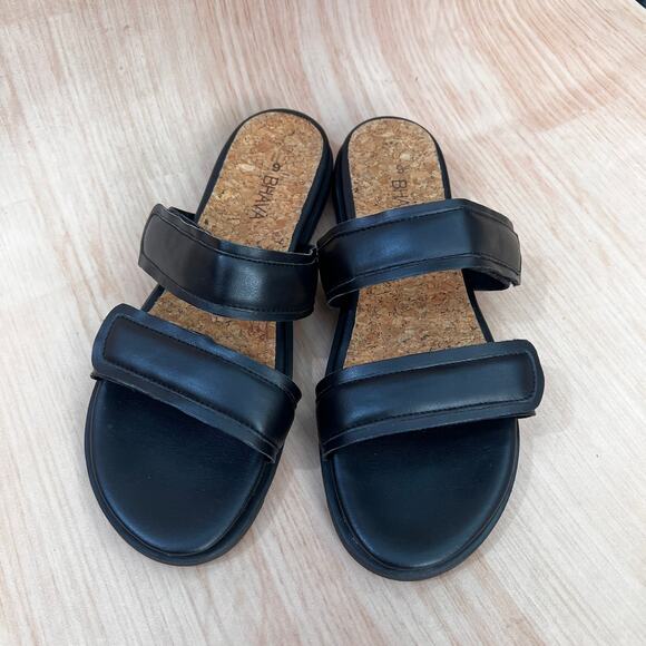 Bhava Shoes - Bhava Vegan Leather Casual Sandal in Black Size 5